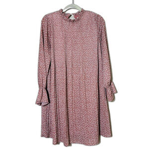 Down East Boho Country Cottagecore Dress Pink Floral Knee Length Small Modest